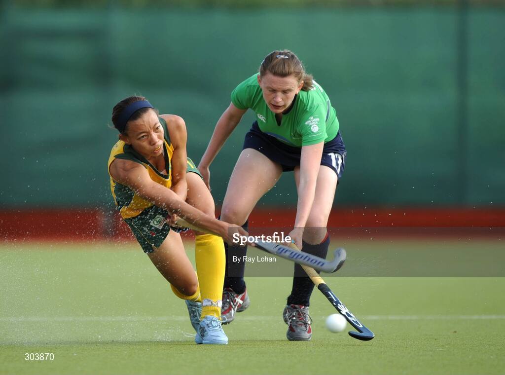 15 June 2008; Alex Speers, Ireland, in action against Lenise Marais, South Africa. Women's Setanta Sports Trophy, Ireland v South Africa, National Hockey Stadium, UCD, Belfield. Picture credit: Ray Lohan / SPORTSFILE *** Local Caption ***