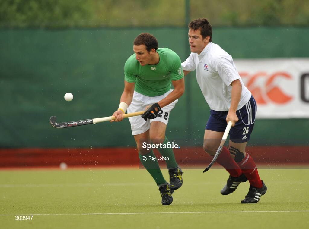 15 June 2008; Tim Lewis, Ireland, in action against James Tindall, Great Britain. Men's Setanta Sports Trophy, Ireland v Great Britain, National Hockey Stadium, UCD, Belfield. Picture credit: Ray Lohan / SPORTSFILE *** Local Caption ***