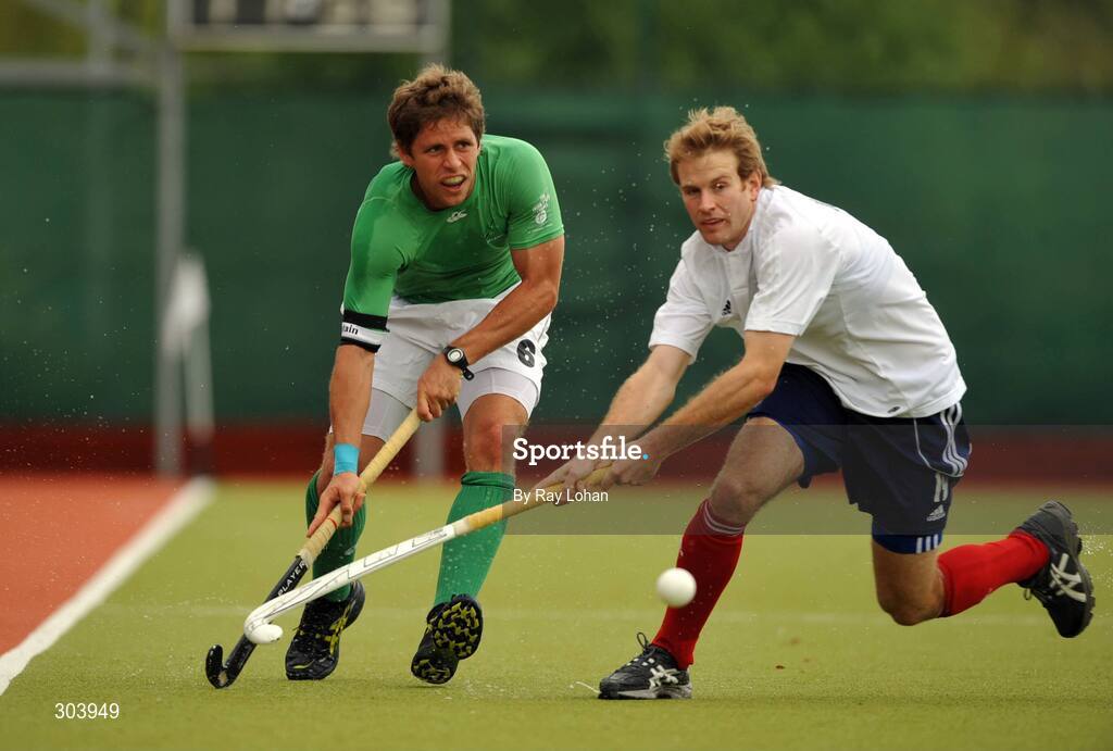 15 June 2008; Ronan Gormley, Ireland, in action against Graham Moodie, Great Britain. Men's Setanta Sports Trophy, Ireland v Great Britain, National Hockey Stadium, UCD, Belfield. Picture credit: Ray Lohan / SPORTSFILE *** Local Caption ***