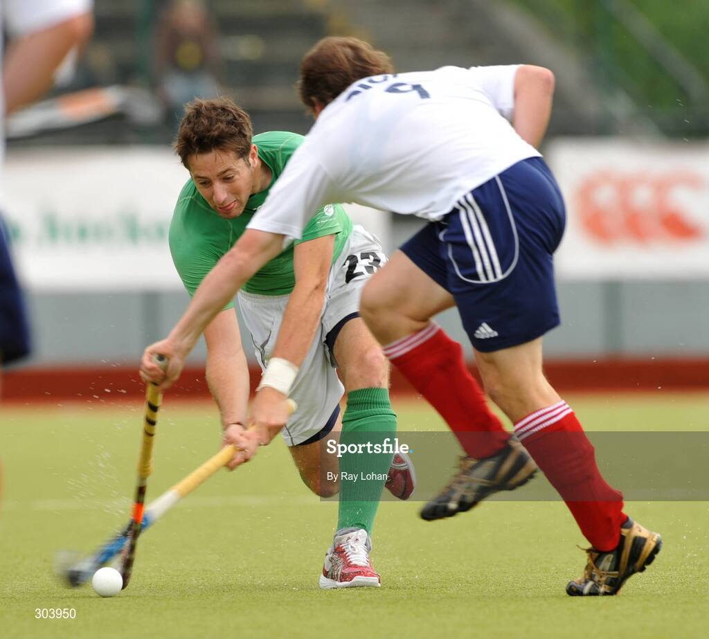 15 June 2008; Iain Lewers, Ireland, in action against Stephen Dick, Great Britain. Men's Setanta Sports Trophy, Ireland v Great Britain, National Hockey Stadium, UCD, Belfield. Picture credit: Ray Lohan / SPORTSFILE *** Local Caption ***