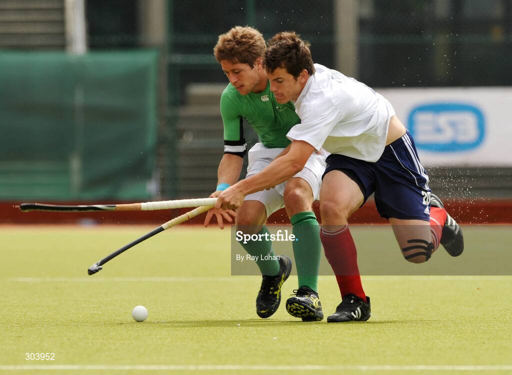 15 June 2008; Ronan Gormley, Ireland, in action against James Tindall, Great Britain. Men's Setanta Sports Trophy, Ireland v Great Britain, National Hockey Stadium, UCD, Belfield. Picture credit: Ray Lohan / SPORTSFILE *** Local Caption ***