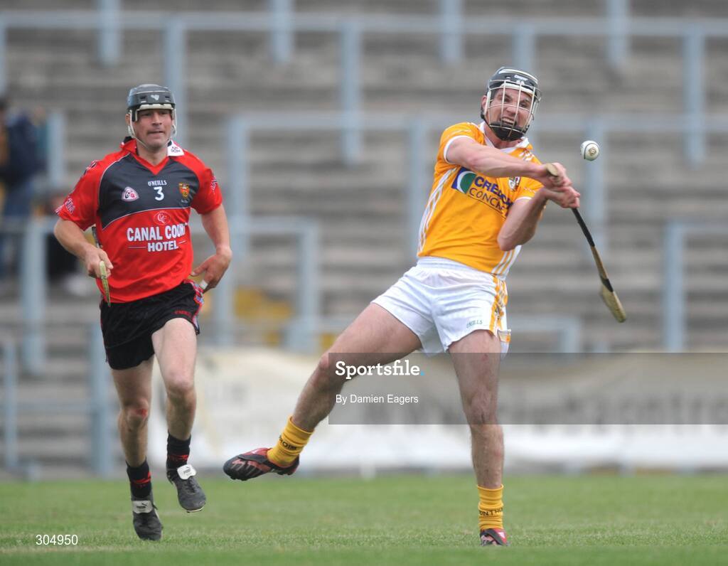 15 June 2008; Michael Herron, Antrim, in action against Stephen Murray, Down. GAA Hurling Ulster Senior Championship Final, Antrim v Down, Casement Park, Belfast. Picture credit: Damien Eagers / SPORTSFILE