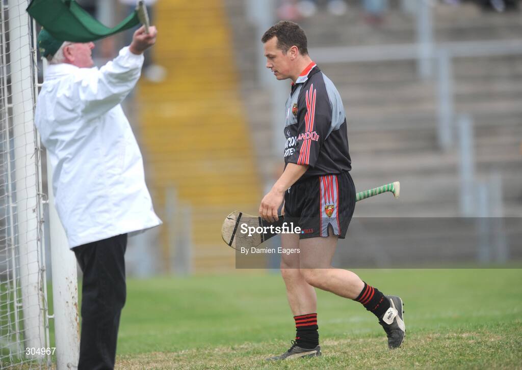 15 June 2008; Down goalkeeper Graham Clarke watches as the umpire raises the green flag to signal for a goal. GAA Hurling Ulster Senior Championship Final, Antrim v Down, Casement Park, Belfast. Picture credit: Damien Eagers / SPORTSFILE
