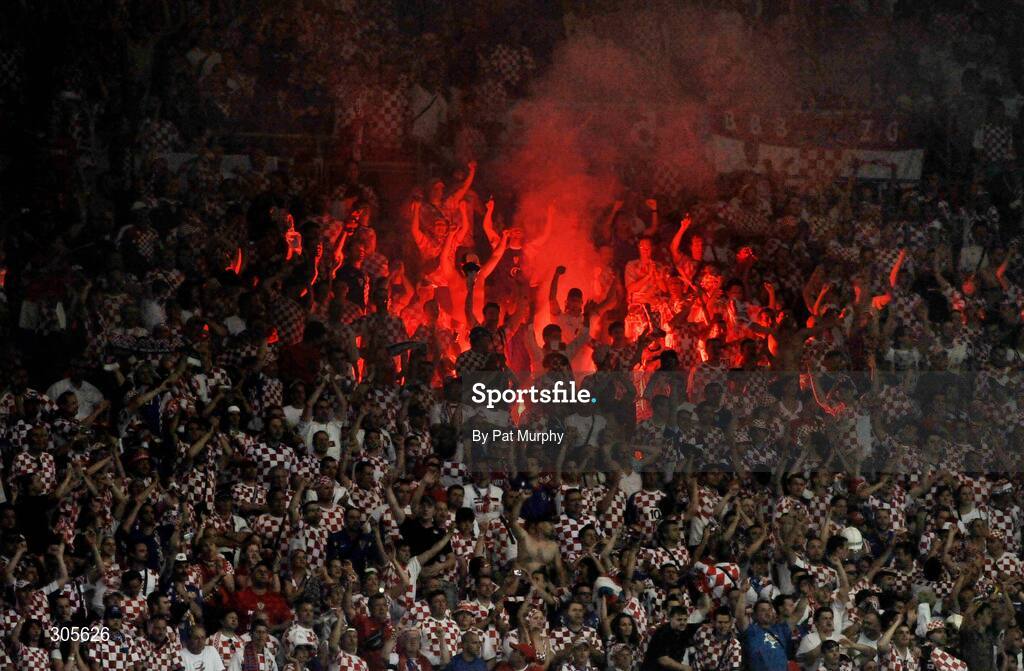 20 June 2008; Croatia supporters cheer on their side. UEFA EURO 2008TM, Quarter-Final, Croatia v Turkey, Ernst Happel Stadion, Vienna, Austria. Picture credit; Pat Murphy / SPORTSFILE