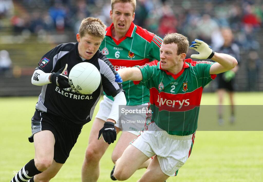 22 June 2008; David Kelly, Sligo, in action against Colm Boyle, Mayo. GAA Football Connacht Senior Championship Semi-Final, Mayo v Sligo, McHale Park, Castlebar, Co. Mayo. Picture credit: Oliver McVeigh / SPORTSFILE