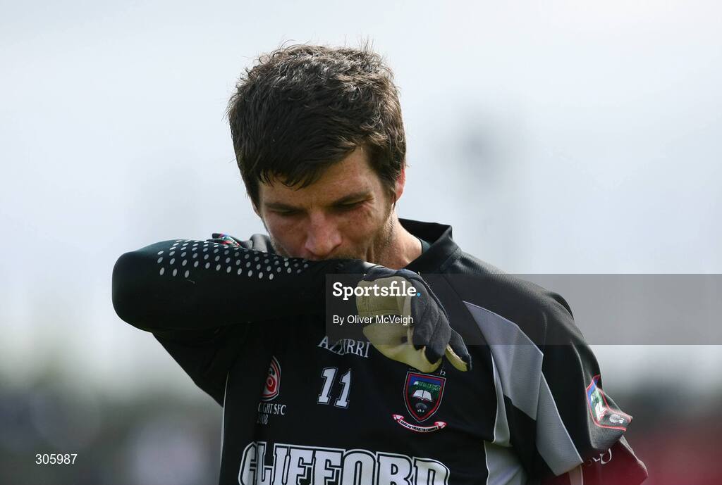 22 June 2008; A dejected Brendan Egan, Sligo, at the end of the game. GAA Football Connacht Senior Championship Semi-Final, Mayo v Sligo, McHale Park, Castlebar, Co. Mayo. Picture credit: Oliver McVeigh / SPORTSFILE