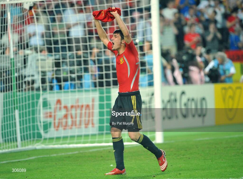 22 June 2008; David Villa, Spain, celebrates after the penalty shoot-out. UEFA EURO 2008TM, Quarter-Final, Spain v Italy, Ernst Happel Stadion, Vienna, Austria. Picture credit; Pat Murphy / SPORTSFILE