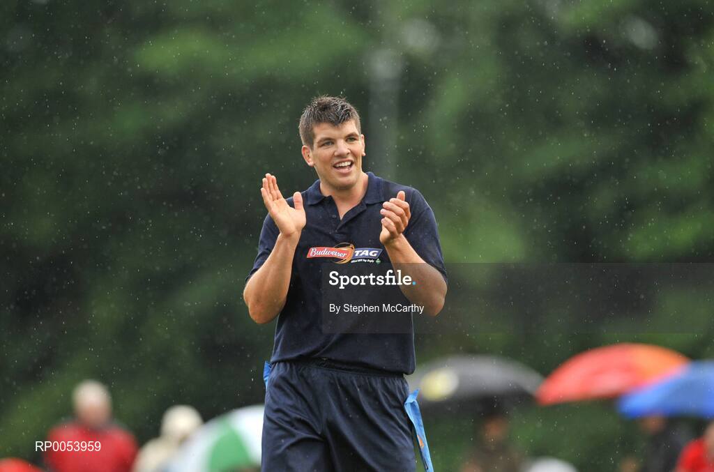 19 June 2008: Donncha O’Callaghan closed off his season in unusual fashion when he lined out with his own IRFU select 7 tag team at the Budweiser Tag League in Old Belvedere RFC in Dublin. In a game referred by World Cup Final referee, Alain Rolland, Sutton based tag team, The Burbarians, won the chance to play opposite the Munster lock as part of the Budweiser Tag Rugby "Challenge Donncha" promotion. Donncha O’Callaghan Select 7 v The Burbarians, Old Belvedere RFC, Anglesea Road, Dublin. Picture credit: Stephen McCarthy / SPORTSFILE