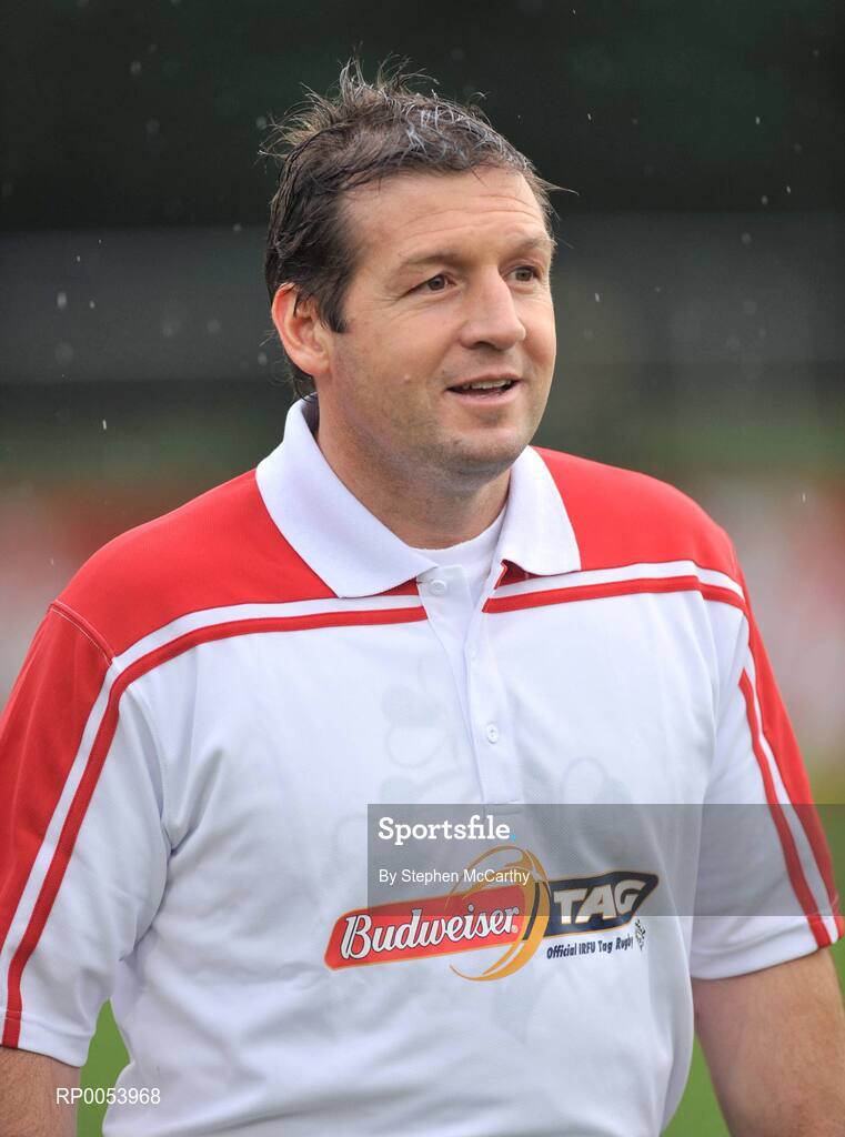 19 June 2008: World Cup Final referee, Alain Rolland referees a match were Donncha O’Callaghan closed off his season in unusual fashion when he lined out with his own IRFU select 7 tag team at the Budweiser Tag League in Old Belvedere RFC in Dublin. Sutton based tag team, The Burbarians, won the chance to play opposite the Munster lock as part of the Budweiser Tag Rugby "Challenge Donncha" promotion. Donncha O’Callaghan Select 7 v The Burbarians, Old Belvedere RFC, Anglesea Road, Dublin. Picture credit: Stephen McCarthy / SPORTSFILE
