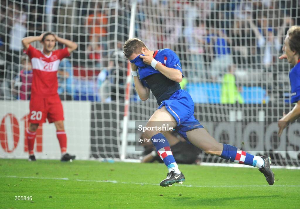 20 June 2008; Ivan Klasnic, Croatia, celebrates after scoring his side's goal. UEFA EURO 2008TM, Quarter-Final, Croatia v Turkey, Ernst Happel Stadion, Vienna, Austria. Picture credit; Pat Murphy / SPORTSFILE