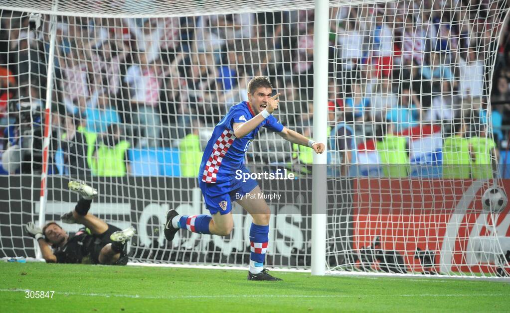 20 June 2008; Ivan Klasnic, Croatia, celebrates after scoring his side's goal. UEFA EURO 2008TM, Quarter-Final, Croatia v Turkey, Ernst Happel Stadion, Vienna, Austria. Picture credit; Pat Murphy / SPORTSFILE