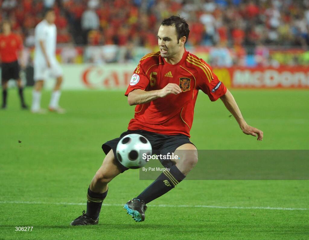 22 June 2008; Andres Iniesta, Spain. UEFA EURO 2008TM, Quarter-Final, Spain v Italy, Ernst Happel Stadion, Vienna, Austria. Picture credit; Pat Murphy / SPORTSFILE
