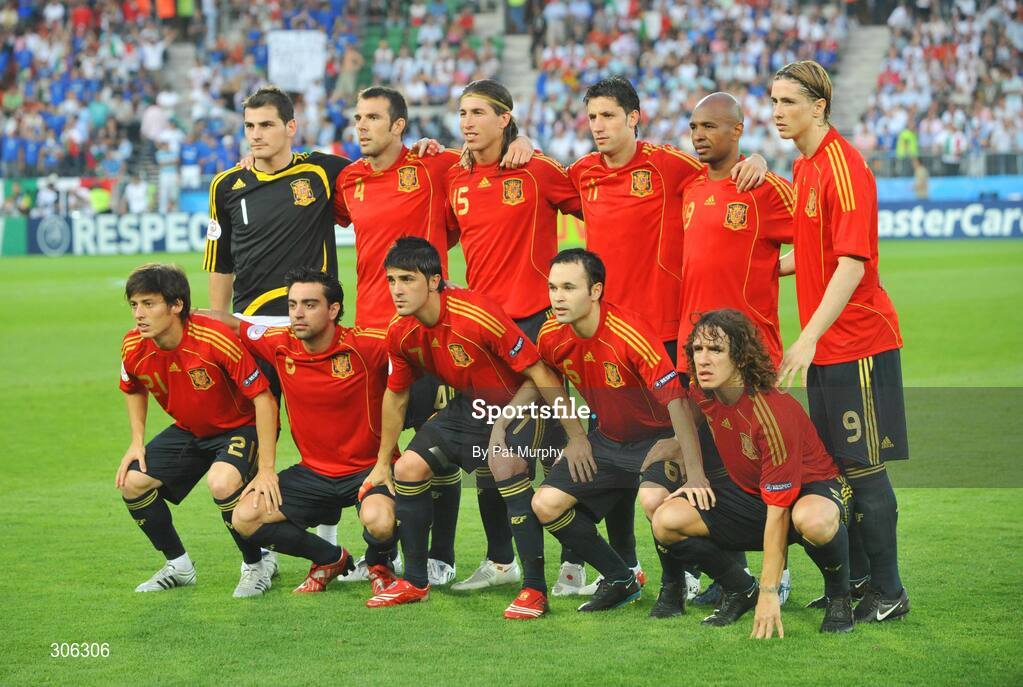 22 June 2008; The Spain team. UEFA EURO 2008TM, Quarter-Final, Spain v Italy, Ernst Happel Stadion, Vienna, Austria. Picture credit; Pat Murphy / SPORTSFILE