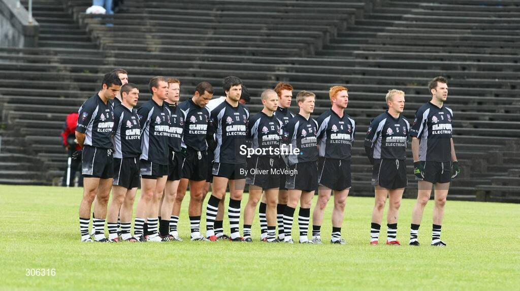 22 June 2008; The Sligo team stand for the anthem. GAA Football Connacht Senior Championship Semi-Final, Mayo v Sligo, McHale Park, Castlebar, Co. Mayo. Picture credit: Oliver McVeigh / SPORTSFILE