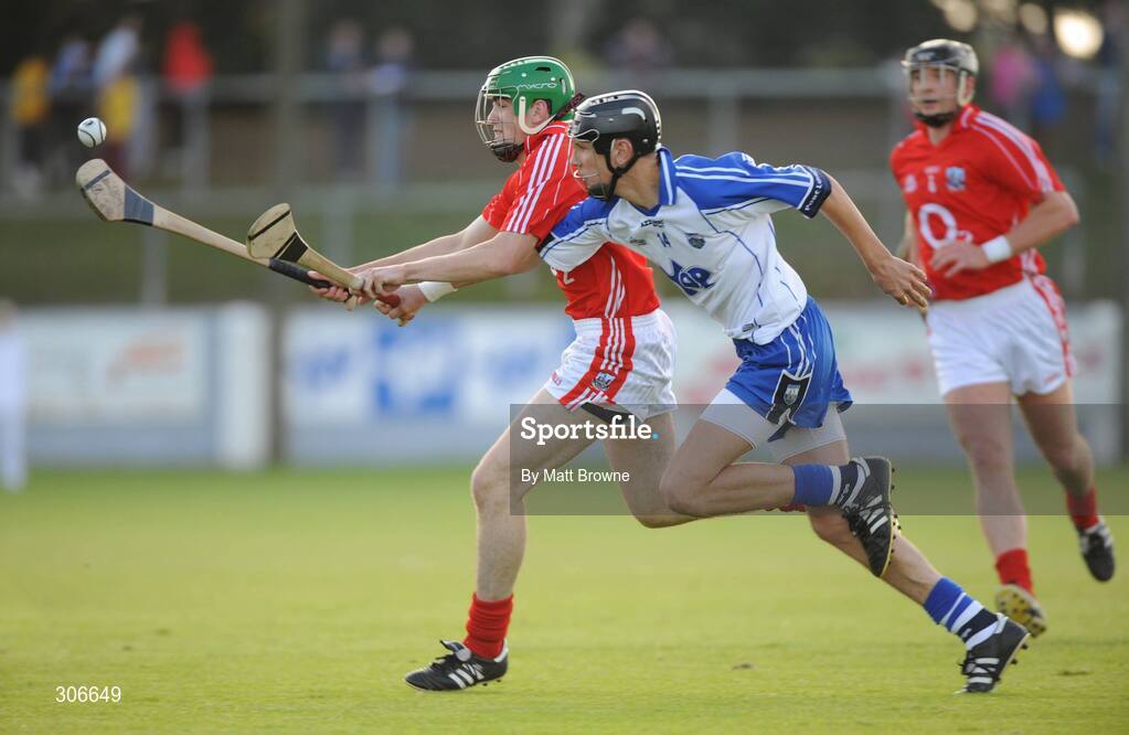 25 June 2008; William Egan, Cork, in action against  Maurice Shanahan, Waterford. ESB Munster Minor Hurling Championship semi-final, Waterford v Cork, Walsh Park, Co. Waterford. Picture credit: Matt Browne / SPORTSFILE
