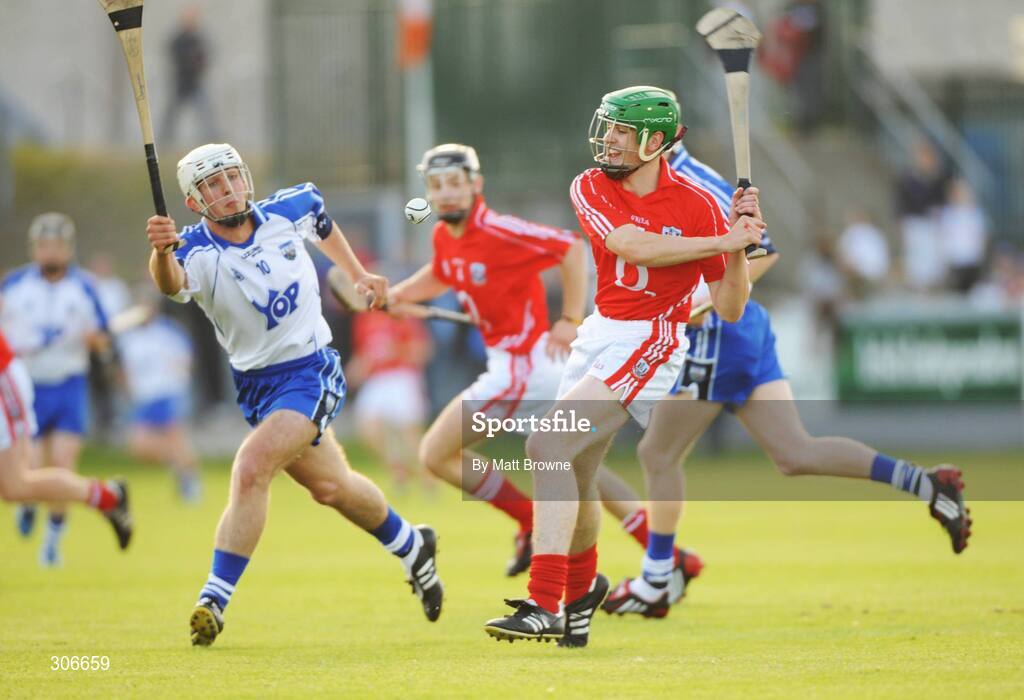 25 June 2008; William Egan, Cork, in action against Cormac Curran, Waterford. ESB Munster Minor Hurling Championship semi-final, Waterford v Cork, Walsh Park, Co. Waterford. Picture credit: Matt Browne / SPORTSFILE