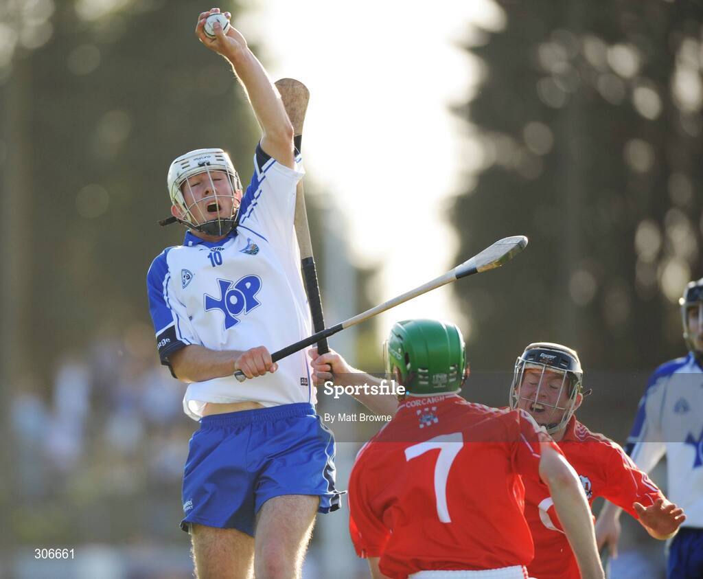 25 June 2008; Cormac Curran, Waterford, in action against Cork players William Egan, 7, and Seamus Farrell. ESB Munster Minor Hurling Championship semi-final, Waterford v Cork, Walsh Park, Co. Waterford. Picture credit: Matt Browne / SPORTSFILE