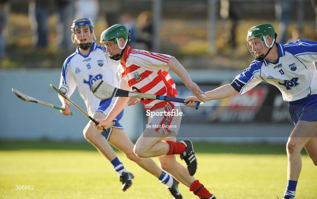 25 June 2008; Darren McCarthy, Cork, in action against Waterford players Adam Brophy, 13, and Brian O'Sullivan. ESB Munster Minor Hurling Championship semi-final, Waterford v Cork, Walsh Park, Co. Waterford. Picture credit: Matt Browne / SPORTSFILE