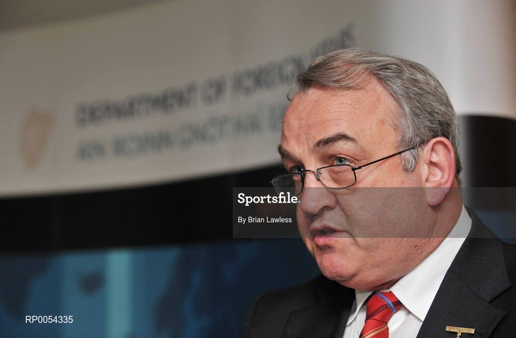 24 June 2008; The GAA and the Department of Foreign Affairs launched their joint community outreach initiative on Emigrant Heritage and Sport at Croke Park. The project involves the joint funding of a number of full-time GAA Games Development Administrators in Britain and the US. At the launch is GAA President Nickey Brennan. Croke Park, Dublin. Picture credit: Brian Lawless / SPORTSFILE