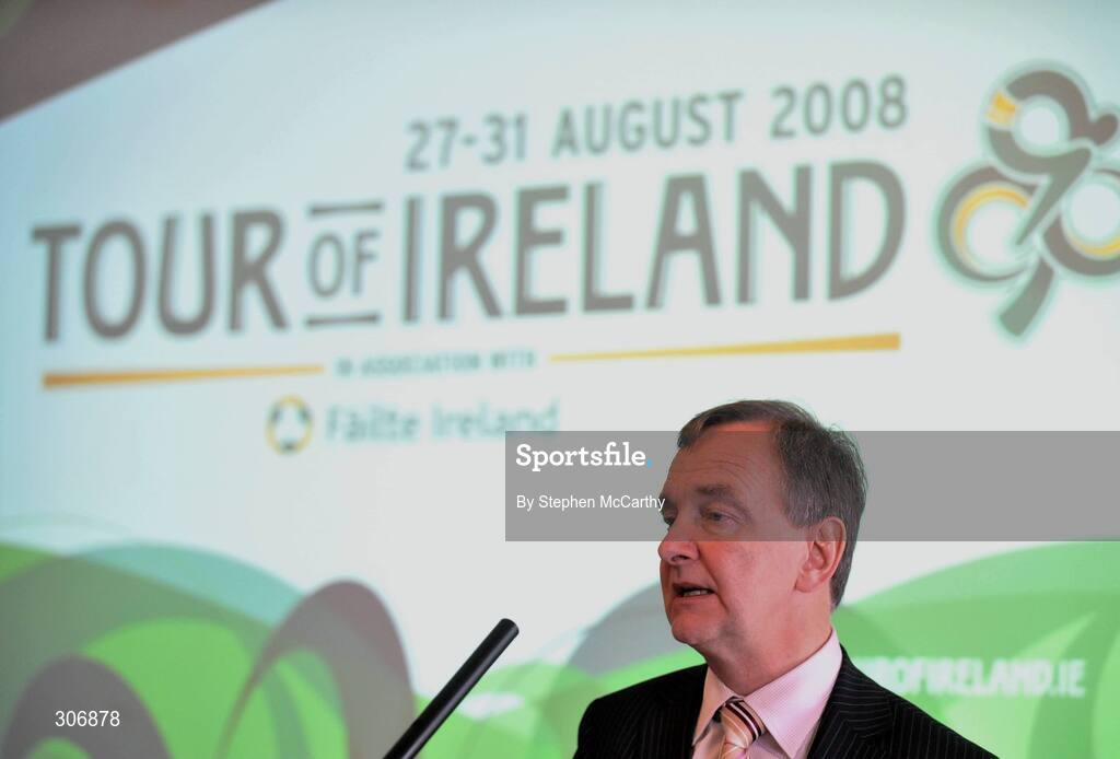 26 June 2008; Minister for Arts, Sport & Tourism, Martin Cullen, TD. speaking at the launch of the 2008 Tour of Ireland cycle race which is being held from the 27th to 31st August. Dublin Castle, Dublin. Picture credit: Stephen McCarthy / SPORTSFILE