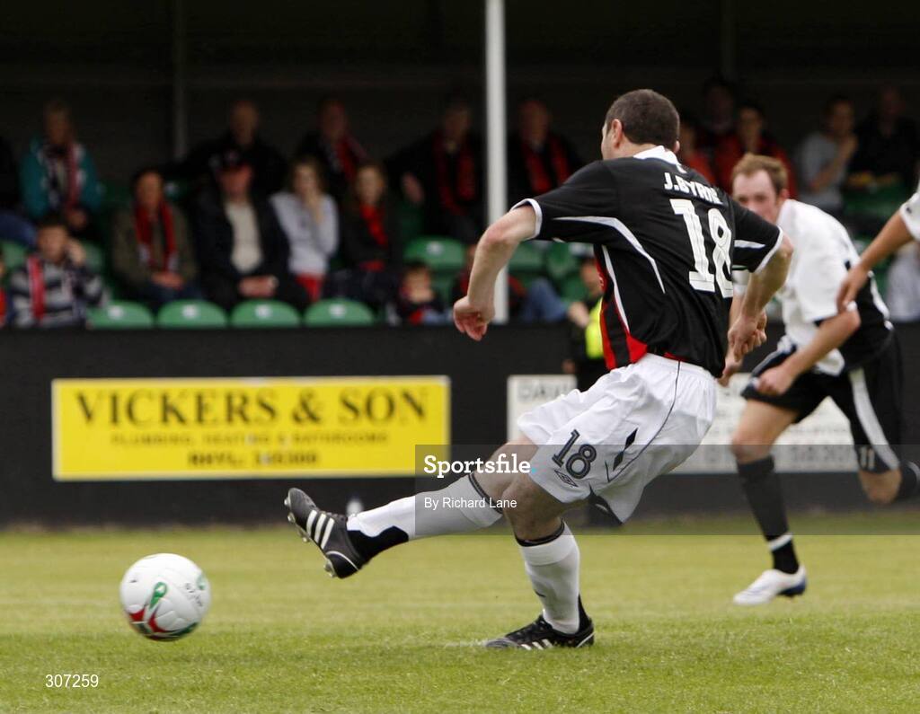 28 June 2008; Jason Byrne, Bohemians, scores a goal from a penalty. UEFA Intertoto Cup, First Round, 2nd Leg, Rhyl F.C. v Bohemians FC, Belle Vue Stadium, Grange Road, Rhyl, Denbighshire, Wales. Picture credit: Richard Lane / SPORTSFILE