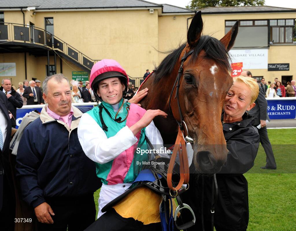 28 June 2008; Ryan Moore with Promising Lead after winning the Pretty Polly Stakes. Curragh Racecourse, Co. Kildare. Picture credit: Matt Browne / SPORTSFILE