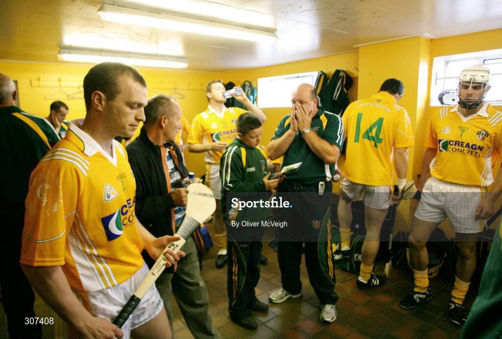 28 June 2008; Antrim joint manager, Terence 'Sambo' McNaughton, in a thoughtful mood in the changing rooms before the game. All-Ireland Senior Championship Qualifier, Round 1, Antrim v Galway, Casement Park, Belfast, Co. Antrim. Picture credit: Oliver McVeigh / SPORTSFILE