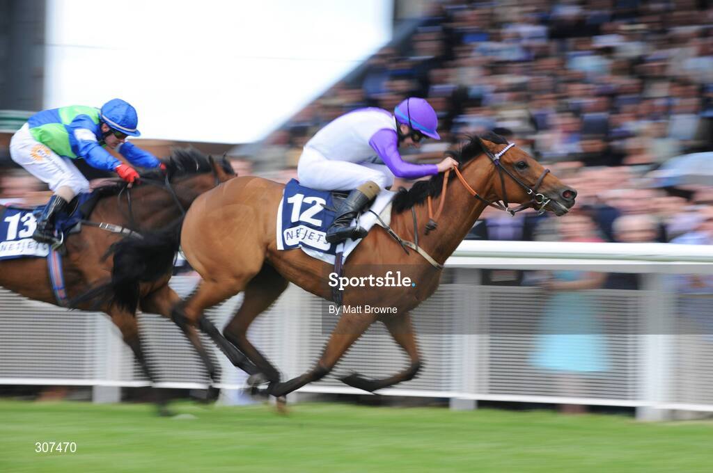 29 June 2008; Rock Moss,12, with Davy Moran up, on their way to winning the Netjets Scurry Handicap from second place Northern Dara with Adrian Nicholls. Curragh Racecourse, Co. Kildare. Picture credit: Matt Browne / SPORTSFILE