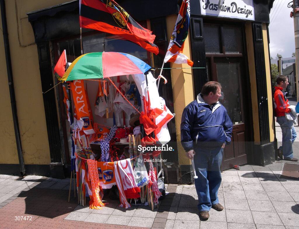 29 June 2008; A street trader with his stall on Fermanagh Street, Clones, Co.Monaghan, before the game between Down and Armagh. GAA Football Ulster Senior Championship Semi-Final, Down v Armagh, St Tighearnach's Park, Clones, Co. Monaghan. Picture credit: David Maher / SPORTSFILE