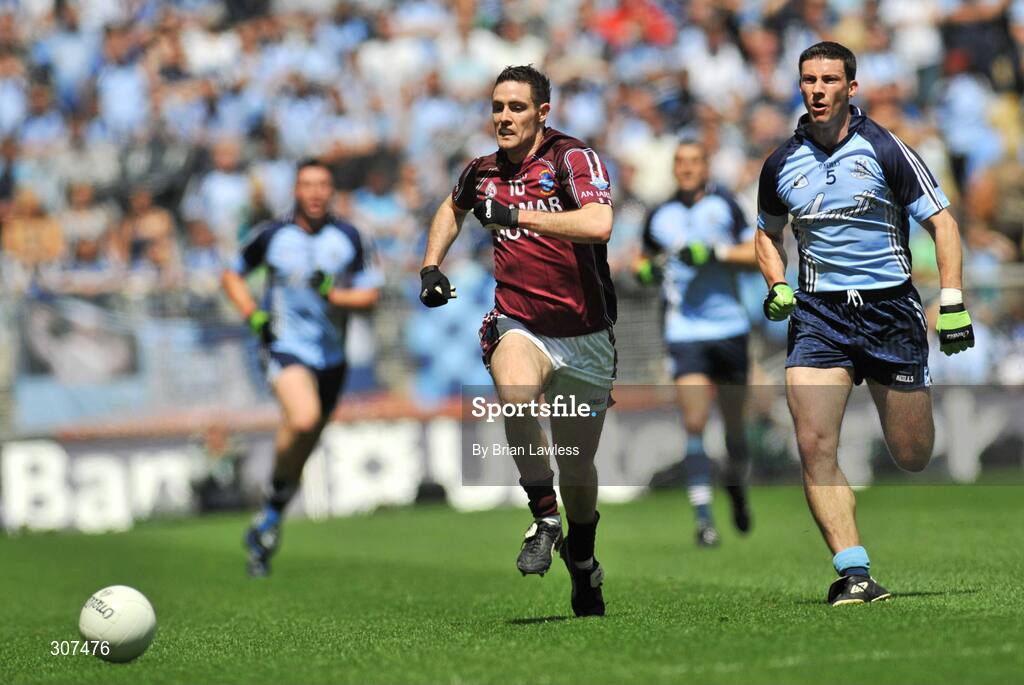 27 June 2008; Fergal Wilson, Westmeath, in action against Colin Moran, Dublin. GAA Football Leinster Senior Championship Semi-Final, Dublin v Westmeath, Croke Park, Dublin. Picture credit: Brian Lawless / SPORTSFILE
