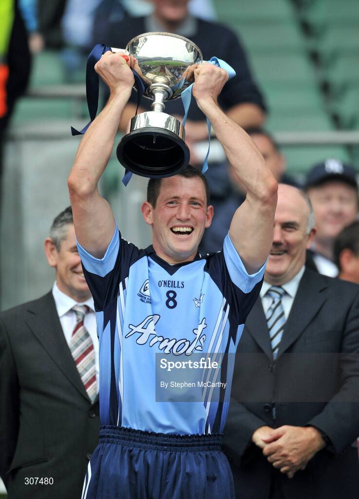 29 June 2008; Dublin captain Dennis Bastick lifts the cup after his side's victory. Leinster Junior Football Championship Final, Dublin v Meath, Croke Park, Dublin. Picture credit: Stephen McCarthy / SPORTSFILE