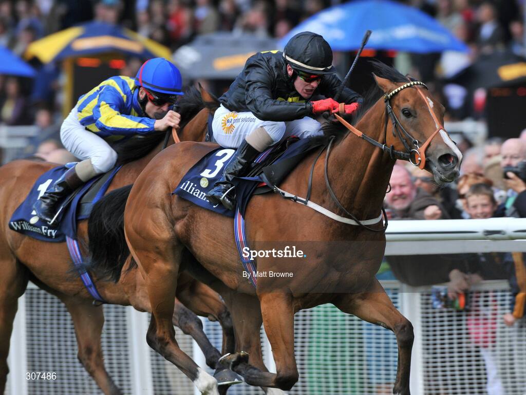 29 June 2008; Tax Free, 3, with Adrian Nicholls up, on their way to winning the William Far Sapphire Stakes from second place Benbaun with Fran Berry up, Curragh Racecourse, Co. Kildare. Picture credit: Maurice Doyle / SPORTSFILE
