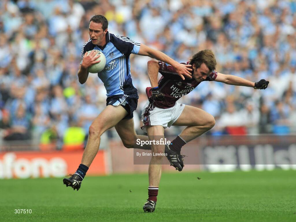 29 June 2008; Barry Cahill, Dublin, in action against Doran Harte, Westmeath. GAA Football Leinster Senior Championship Semi-Final, Dublin v Westmeath, Croke Park, Dublin. Picture credit: Brian Lawless / SPORTSFILE