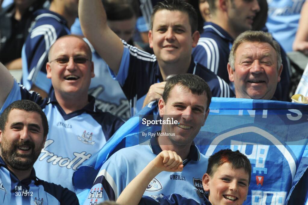 29 June 2008; Dublin supporters celebrate on Hill 16 after the game. GAA Football Leinster Senior Championship Semi-Final, Dublin v Westmeath, Croke Park, Dublin. Picture credit: Ray McManus / SPORTSFILE
