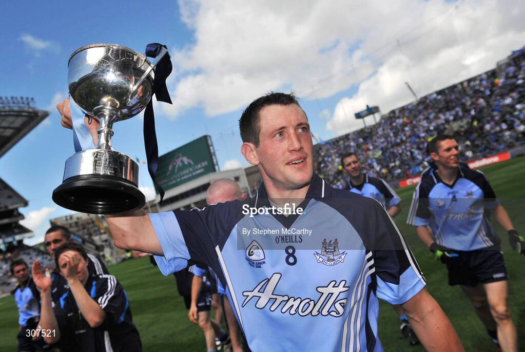 29 June 2008; Dublin's Dennis Bastick celebrates with the cup after the match. Leinster Junior Football Championship Final, Dublin v Meath, Croke Park, Dublin. Picture credit: Stephen McCarthy / SPORTSFILE