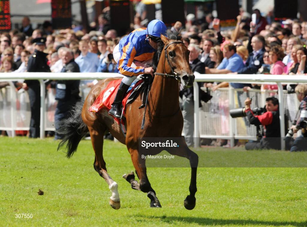 29 June 2008; Frozen Fire with Seamie Heffernan up on their way to winning the Dubai Duty Free Irish Derby, Curragh Racecourse, Co. Kildare. Picture credit: Maurice Doyle / SPORTSFILE
