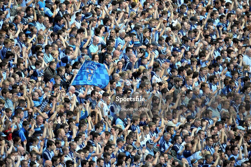 29 June 2008; Dublin fans on Hill 16 celebrate a score during the game. GAA Football Leinster Senior Championship Semi-Final, Dublin v Westmeath, Croke Park, Dublin. Picture credit: Stephen McCarthy / SPORTSFILE