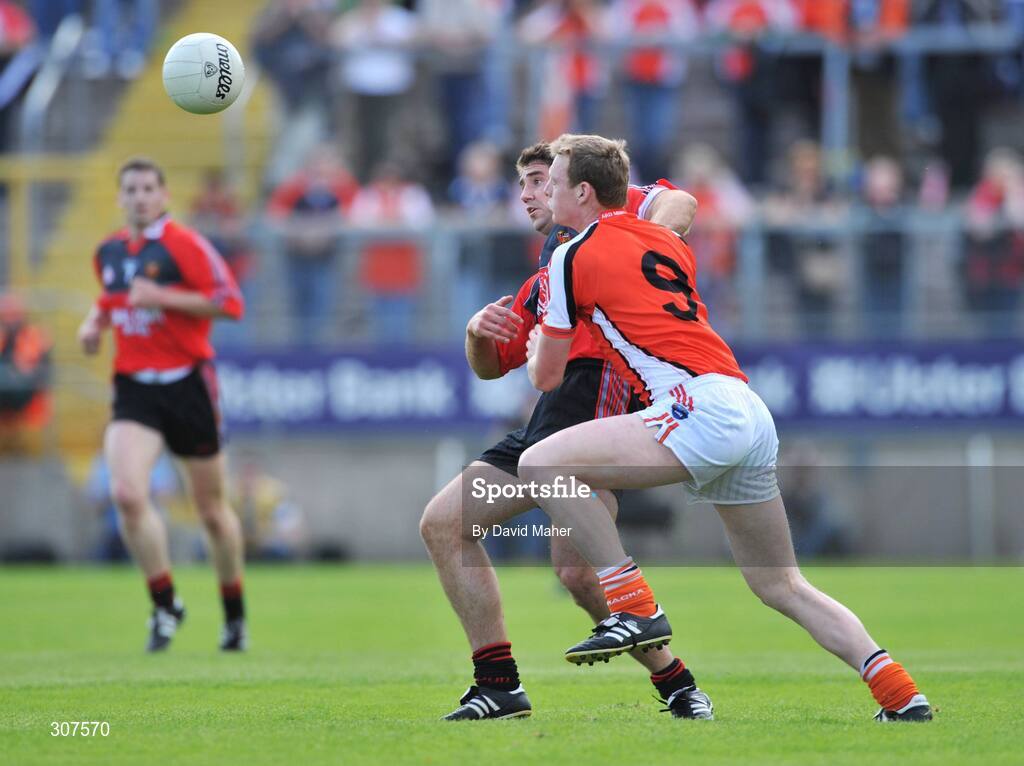 29 June 2008; Kieran Toner, Armagh, in action against James Colgan, Down. GAA Football Ulster Senior Championship Semi-Final, Down v Armagh, St Tighearnach's Park, Clones, Co. Monaghan. Picture credit: David Maher / SPORTSFILE