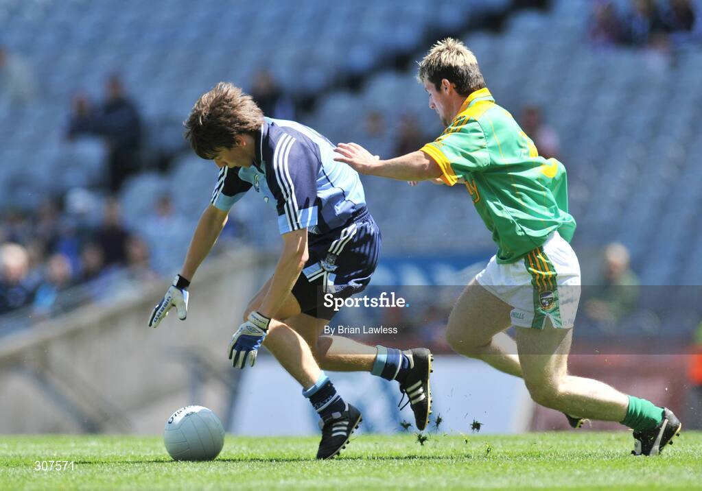 29 June 2008; Niall Brogan, Dublin, in action against Martin Doran, Meath. Leinster Junior Football Championship Final, Dublin v Meath, Croke Park, Dublin. Picture credit: Brian Lawless / SPORTSFILE