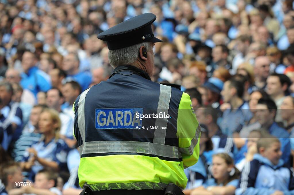 29 June 2008; A member of An Garda Siochana watches the supporters on Hill 16. GAA Football Leinster Senior Championship Semi-Final, Dublin v Westmeath, Croke Park, Dublin. Picture credit: Ray McManus / SPORTSFILE