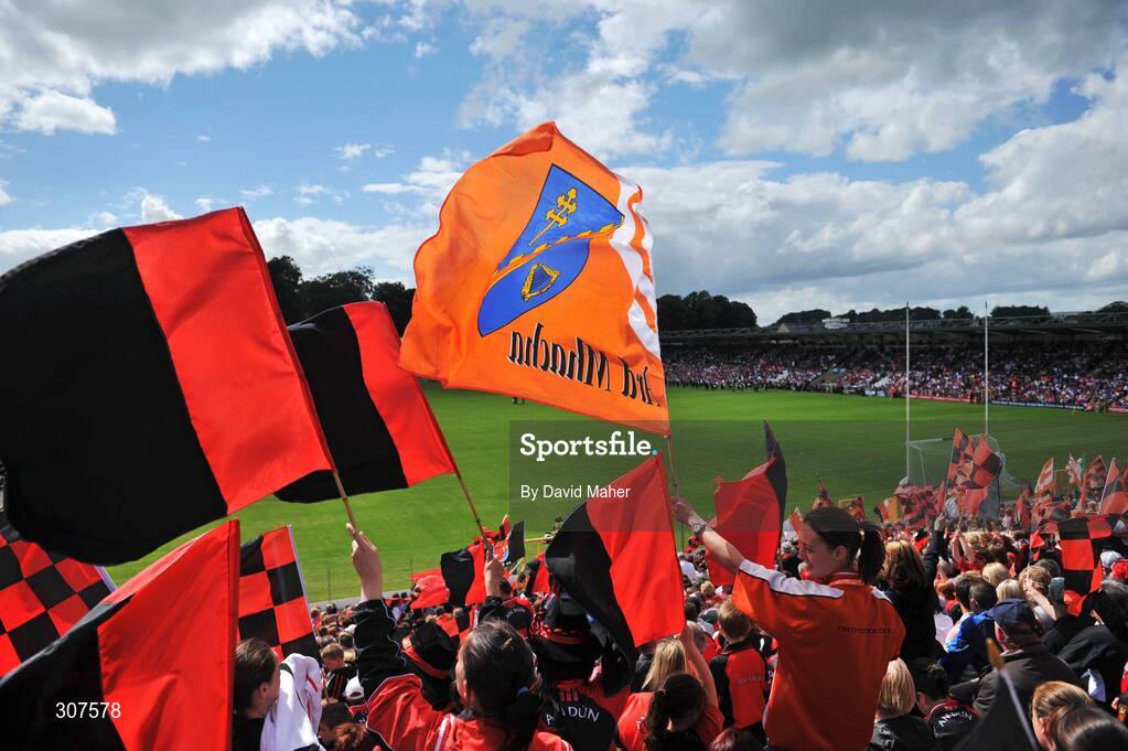 29 June 2008; General view of spectators as the teams of both Down and Armagh parade around the pitch before the start of the game. GAA Football Ulster Senior Championship Semi-Final, Down v Armagh, St Tighearnach's Park, Clones, Co. Monaghan. Picture credit: David Maher / SPORTSFILE