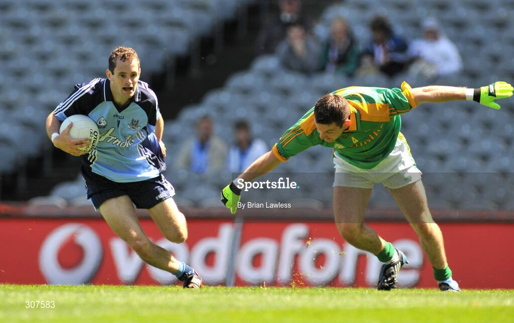29 June 2008; Karl Connolly, Dublin, in action against Micheal Burke, Meath. Leinster Junior Football Championship Final, Dublin v Meath, Croke Park, Dublin. Picture credit: Brian Lawless / SPORTSFILE