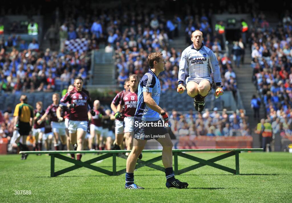 29 June 2008; Dublin's Paul Flynn walks past the team bench as the Westmeath players arrive for the team photo. GAA Football Leinster Senior Championship Semi-Final, Dublin v Westmeath, Croke Park, Dublin. Picture credit: Brian Lawless / SPORTSFILE