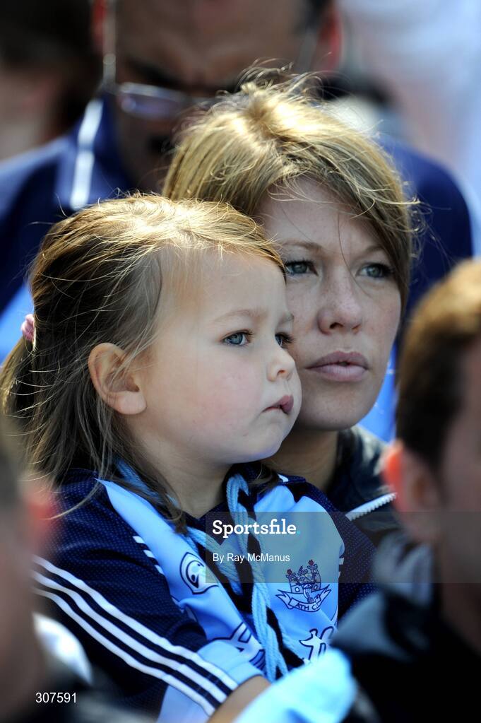 29 June 2008; Two Dublin supporters watch the game. GAA Football Leinster Senior Championship Semi-Final, Dublin v Westmeath, Croke Park, Dublin. Picture credit: Ray McManus / SPORTSFILE