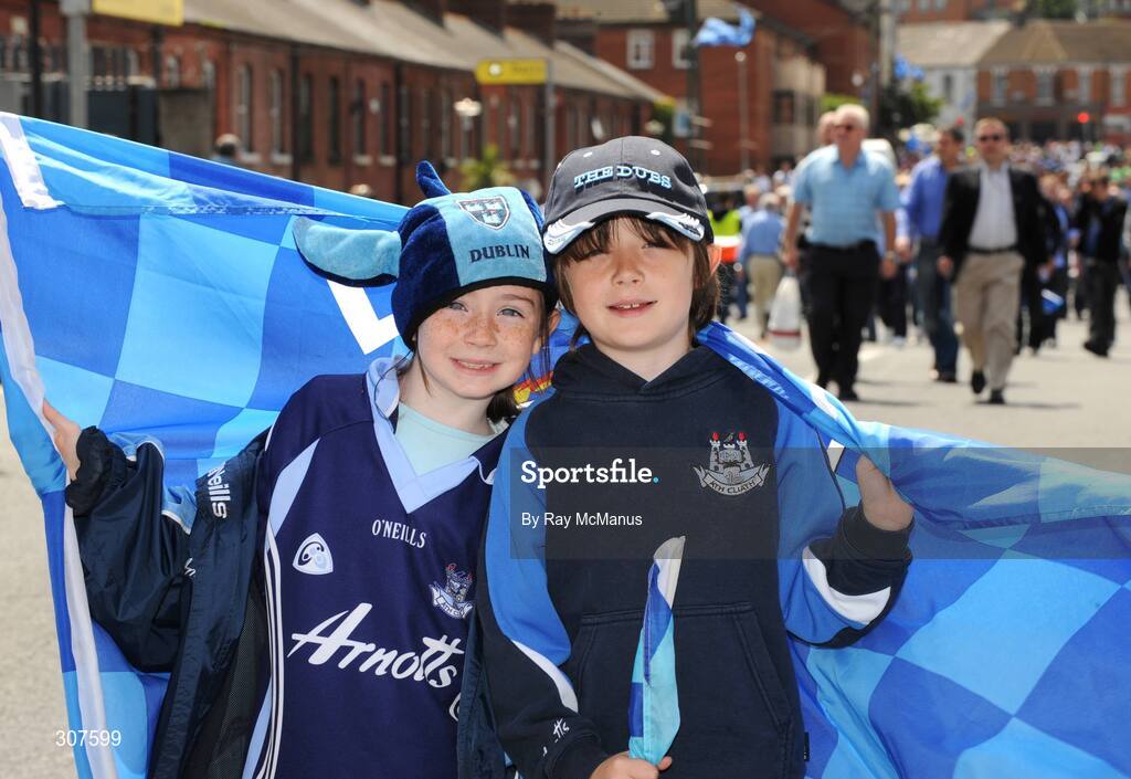 29 June 2008; Dublin supporters Roisin and Michael Ward from St Mary's Saggart, on their way to the game. GAA Football Leinster Senior Championship Semi-Final, Dublin v Westmeath, Croke Park, Dublin. Picture credit: Ray McManus / SPORTSFILE
