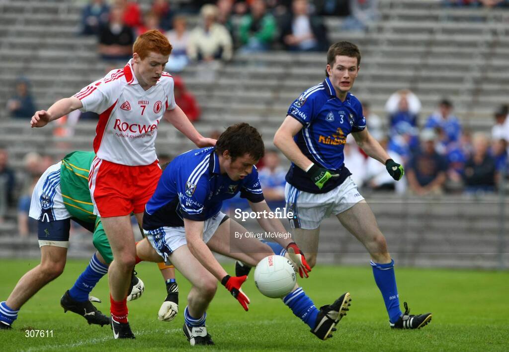 29 June 2008; Fergal Flannagan, Cavan, in action against Peter Harte, Tyrone. ESB Ulster Minor Football Championship semi-final, Cavan v Tyrone, St Tighearnach's Park, Clones, Co. Monaghan. Picture credit: Oliver McVeigh / SPORTSFILE