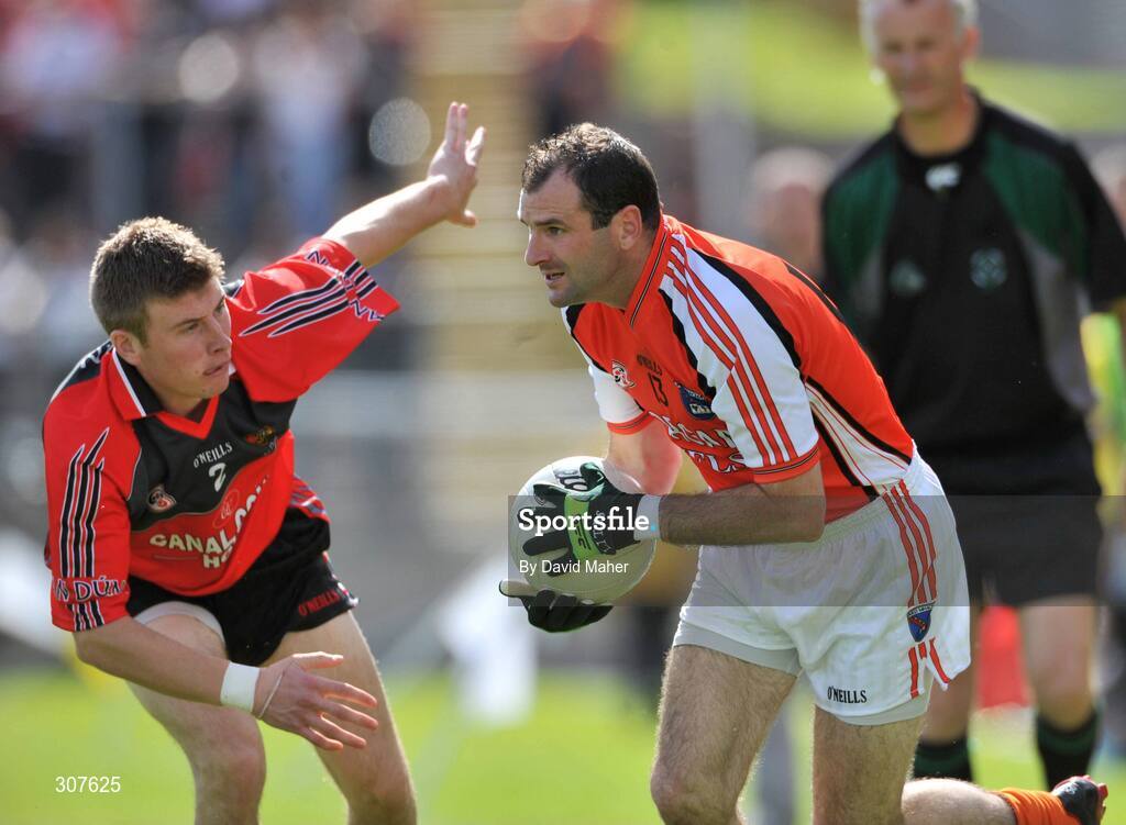 29 June 2008; Steven McDonnell, Armagh, in action against Luke Howard, Down. GAA Football Ulster Senior Championship Semi-Final, Down v Armagh, St Tighearnach's Park, Clones, Co. Monaghan. Picture credit: David Maher / SPORTSFILE