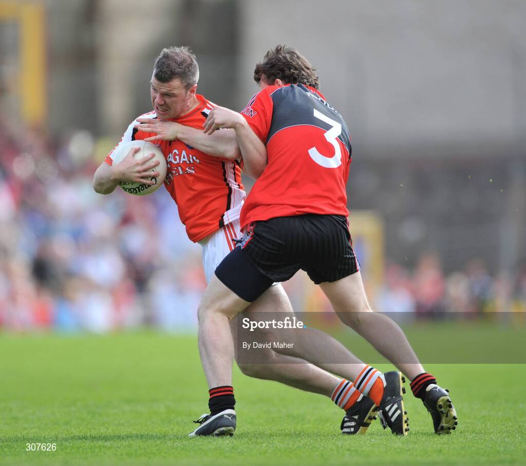 29 June 2008; Ronan Clarke, Armagh, in action against Daniel McCartan, Down. GAA Football Ulster Senior Championship Semi-Final, Down v Armagh, St Tighearnach's Park, Clones, Co. Monaghan. Picture credit: David Maher / SPORTSFILE