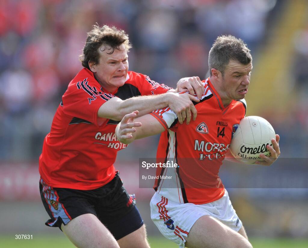 29 June 2008; Ronan Clarke, Armagh, in action against Daniel McCartan, Down. GAA Football Ulster Senior Championship Semi-Final, Down v Armagh, St Tighearnach's Park, Clones, Co. Monaghan. Picture credit: David Maher / SPORTSFILE