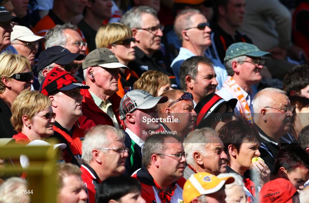 29 June 2008; A section of the supporters during the game. GAA Football Ulster Senior Championship Semi-Final, Down v Armagh, St Tighearnach's Park, Clones, Co. Monaghan. Picture credit: Oliver McVeigh / SPORTSFILE